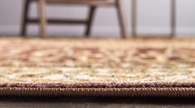 Unique Loom Versailles Collection Traditional Classic Medallion Floral Motif Area Rug (9' 0 x 12' 0 Rectangular, Brown/ Ivory)