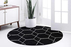 Unique Loom Trellis Frieze Collection Area Rug - Geometric (8' Round, Black/ Ivory)