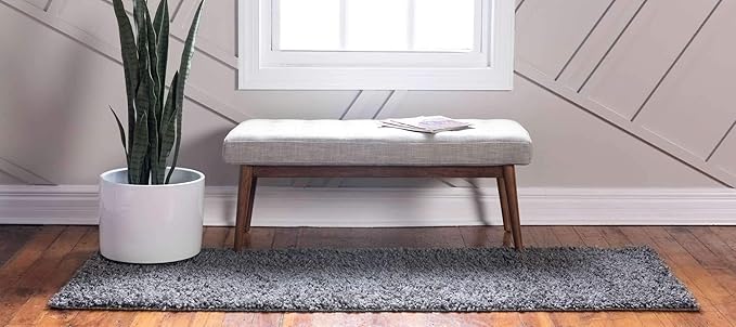 Unique Loom Davos Shag Collection Area Rug - Solid (2' 7" x 10' Runner, Peppercorn)