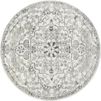 Lahome Round Rug 5'3"Ft, Soft Rugs for Living Room Machine Washable Rugs for Bedroom, Bohemian Medallion Non-Slip Non-Shedding Print Indoor Carpet for Entryway Bathroom Coffee Table, Beige