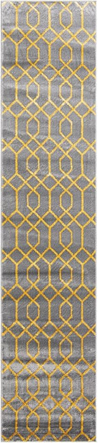 Unique Loom Glam Collection Area Rug - Trellis (2' 7" x 12' Runner, Gray Gold/ Gold)