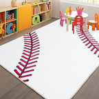 Baseball Soft Area Rug, Cute Bedside Shag Rug for Kids Toddlers Teens, Baseballs Lovers Room Decor Indoor Carpet for Kids Room Bedroom Living Room, Nursery, Machine Washable 7x9 FT