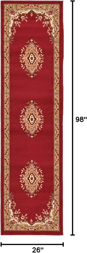 Unique Loom Reza Collection Traditional Persian Style Area Rug, 2 ft 2 in x 8 ft 2 in, Burgundy/Ivory