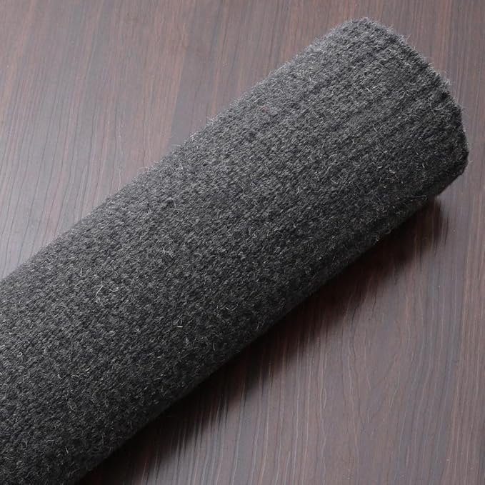 Rugsotic Carpets Hand Woven Flat Weave Kilim Wool ECO-Friendly Area Rugs - 5'x8', Rectangle Shape, Charcoal Color, Solid Plain Design, Low Pile Handmade Rugs for Living Room, Bed Room (D00111)