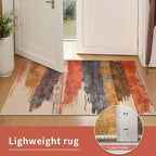Ciicool 2x6 Washable Runner Rug, Modern Abstract Hallway Rug Runner, Non-Slip Thin Accent Rugs Lightweight Red Yellow Brown Print Distressed Carpet Runners for Laundry Entryway Bedroom Kitchen Indoor