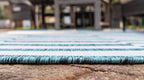 Unique Loom Outdoor Striped Collection Area Rug - Striped (4' 1" x 6' 1" Rectangle, Teal/Ivory)