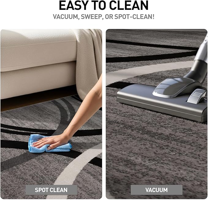 Rugshop Wavy Circles Design Area Rug, Non-Shedding Carpet for Living Room, Dining Room, or Bedroom, Gray, 7'10" x 10'2"