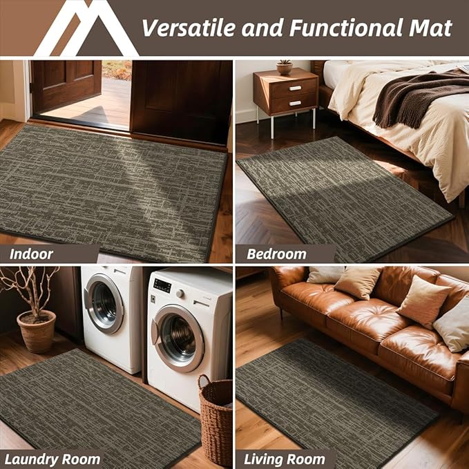COSY HOMEER-Door-Mat,Dirt Trapper Entryway Rugs 24"x36" Non Slip Washable Entrance Mats,Absorbent Welcome Mat,Low Profile Dog Door Mats for Front Back Doomats and Wet Shoes,Light Brown