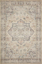 Loloi Hathaway Collection HTH-07 Multi/Ivory 7'-6" x 9'-6", .25" Thick Area Rug, Soft, Durable, Printed, Modern, Low Pile, Non-Shedding, Easy Clean, Living Room Rug