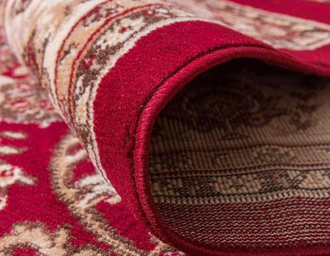 Unique Loom Sialk Hill Collection Area Rug - Washington (7' 10" x 10' Rectangle Burgundy/Cream)