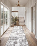 LUMI Washable Runner Rug, 3'x10' Non-Slip Hallway Mat, Low Profile Thin Long Carpeet for Laundry Kitchen Bedroom Office, Grey