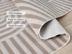 Annabel Modern Geometric Area Rug for Living Room, 6x9 Contemporary Arched Linear Beige Neutral Rug, Stain Resistant Non-Shedding Carpet for Bedroom, Dining Room or Kitchen (6' x 9', Beige)