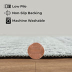 GLN Rugs Contemporary Collection - Machine Washable Area Rug, Contemporary Washable, Non Slip, Low Pile Chenille Rug, Living Room, Bedroom, Kitchen Rug (2'6" x 7' Gray 0166)