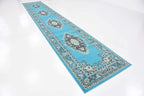 Unique Loom Reza Collection Traditional Persian Style Area Rug, 3 ft x 16 ft 5 in, Turquoise/Ivory