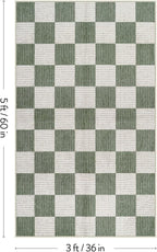 LIVEBOX 3x5 Washable Area Rug Checkered, Non-Slip Small Entryway Rug Green Farmhouse Neutral Classic Geometric Boys Rug for Bedroom Room Low-Pile Carpet for Indoor Kitchen Bathroom(Sage Green 3'x5')