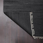 Rugsotic Carpets Hand Woven Flat Weave Kilim Wool ECO-Friendly Area Rugs - 8'x8', Square Shape, Charcoal Color, Solid Plain Design, Low Pile Handmade Area Rugs for Living Room, Bed Room (D00111)