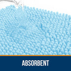 OLANLY Bathroom Rugs 44x24, Extra Soft Absorbent Chenille Bath Rugs, Rubber Backing Quick Dry, Machine Washable Bath Mats for Bathroom Floor, Tub and Shower, Home Decor Accessories, Sky Blue