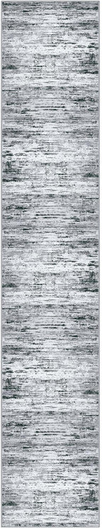 Modern Abstract Runner Rug 2.6x16, Black Grey White Washable Long Kitchen Runner Non-Slip Soft Hallway Rug Runner Thin Print Faux Wool Carpet for Entryway Bedroom Laundry Room Indoor Home Decor