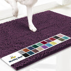 Muddy Mat® | Super Absorbent Door Mat Indoor, Microfiber Quick Dry Chenille Entryway Rug, Non-Slip Front Door Mat, Indoor Mats for Entryway, Machine Washable Pet Rug, Dark Purple 19"x30"