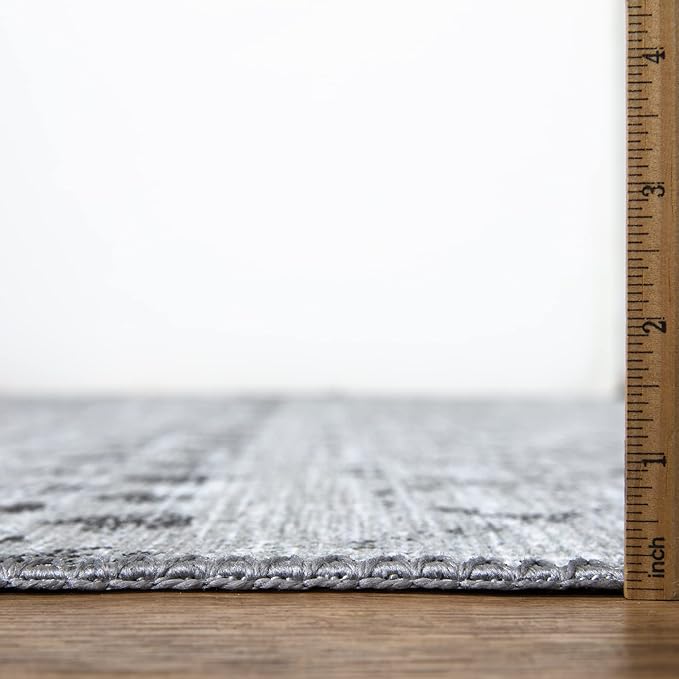 Bloom Rugs Washable Non-Slip 7 ft Runner - Ivory/Gray Traditional Moroccan Runner for Entryway, Hallway, Bathroom, and Kitchen - Exact Size: 2.5' x 7'