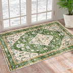 Boho Vintage Oriental Entry Rugs for Entrance Non-Slip Washable Tribal Small Area Rug,Ultra Soft Bohemian Floral Medallion Low-Pile Indoor Front Door Mat for Bedroom Kitchen Bathroom 20" x 32"