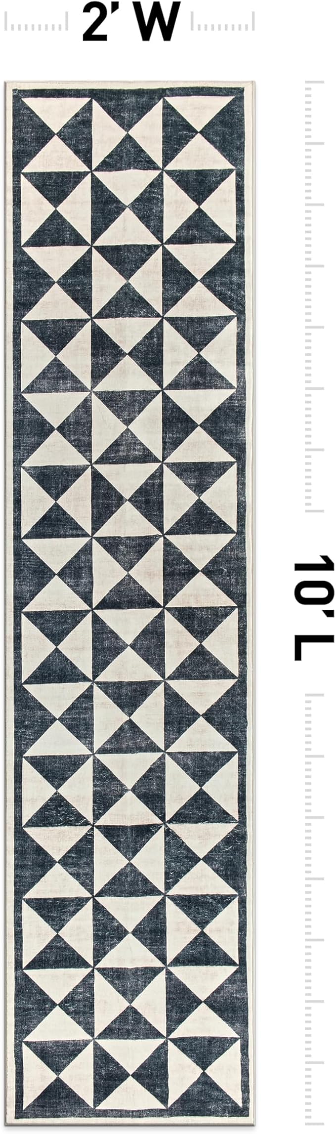 Rugshop Geometric Diamond Washable Non Slip Runner Rug 2' x 10' Cream