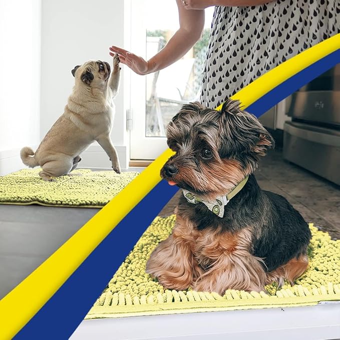 Muddy Mat® | Super Absorbent Door Mat Indoor, Microfiber Quick Dry Chenille Entryway Rug, Non-Slip Front Door Mat, Indoor Mats for Entryway, Machine Washable Pet Rug, Yellow 24" x 72"