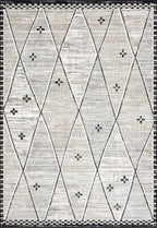 Abani Viva Cream & Grey Area Rug 2' x 3' for Living Room, Bedroom - Farmhouse Diamond Pattern - Durable & Easy to Clean