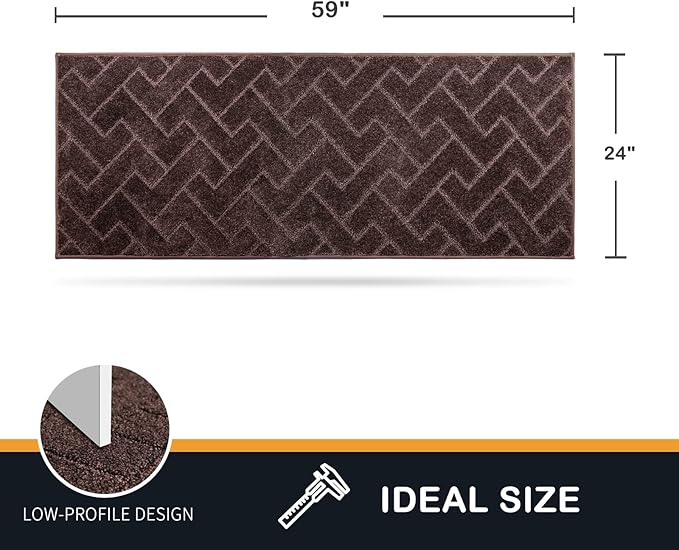 PURRUGS Dirt Trapping Door Mat 24" x 59", Non-Slip Machine Washable Entry Rug, Shoe Scraper, Dog Doormat, Super Absorbent Welcome Mat for Front & Back Door, Muddy Wet Shoes & Paws, Brown