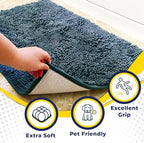 Muddy Mat® | Super Absorbent Door Mat Indoor, Microfiber Quick Dry Chenille Entryway Rug, Non-Slip Front Door Mat, Indoor Mats for Entryway, Machine Washable Pet Rug, Atlantic Blue 36"x60"