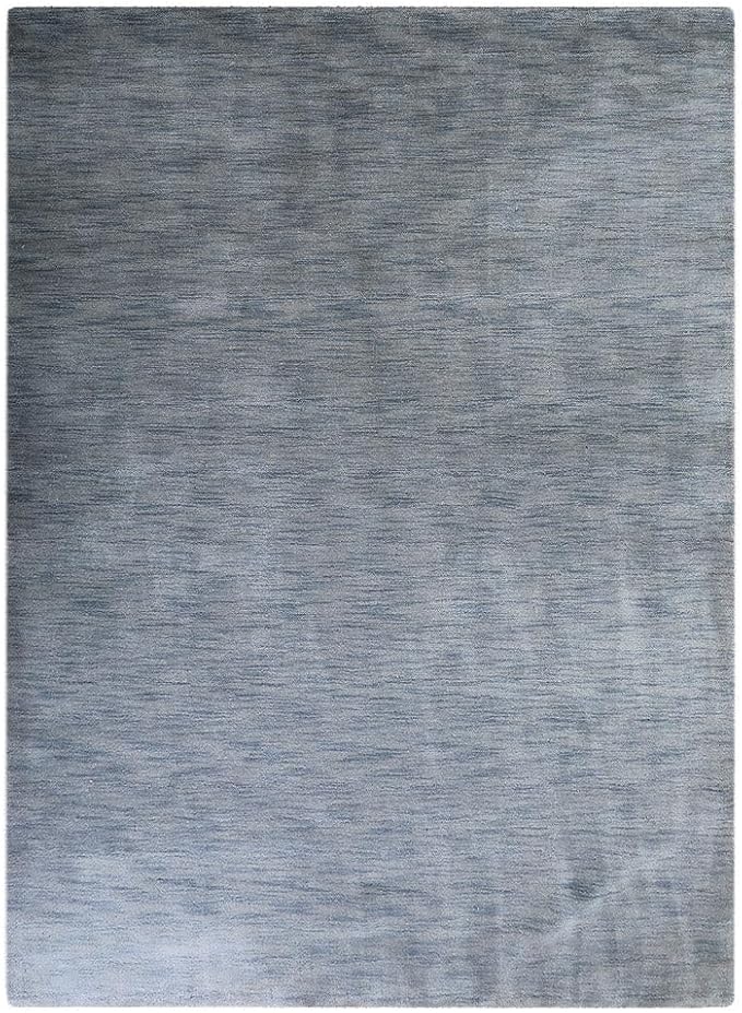 Hand Knotted Loom Wool ECO-Friendly Area Rugs - 8'x10', Rectangle, Light Blue Color, Solid Plain Design, High Pile Thick Handmade Anti Skid Rugs for Living Room (L00111)