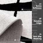 YIHOUSE 5x7 Washable Living Room Rug - Modern Abstract Black and White Area Rug Non-Slip for Bedroom Home Office (Curve, 5'x7'ft)