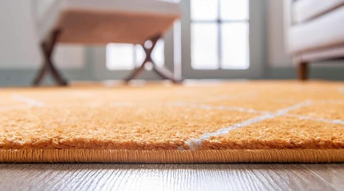 Unique Loom Trellis Frieze Collection Area Rug - Geometric (9' x 12' 2", Orange/ Ivory)