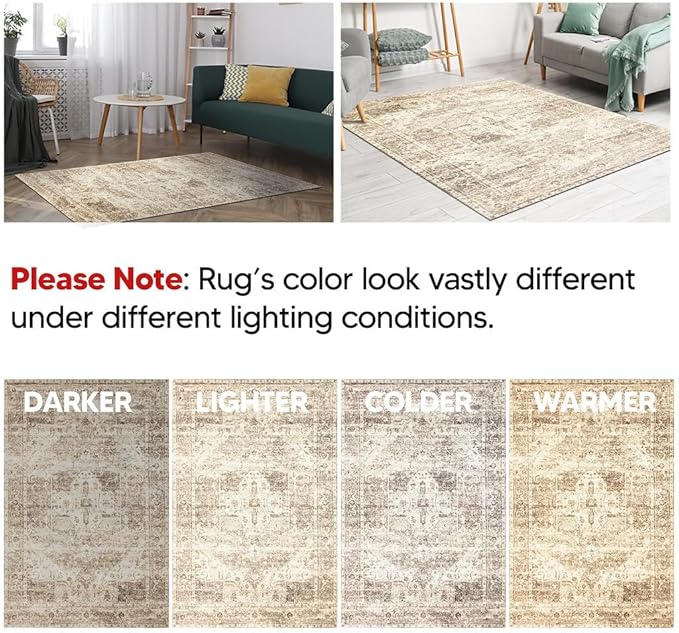 Keen Home Design 2x10 Rug - Machine Washable Runner Rug with Non-Slip Backing, Ideal for Hallway, Entryway, Kitchen, Laundry Room - Vintage, Easy Clean, Durable, Low Pile - (2'6" x 10')
