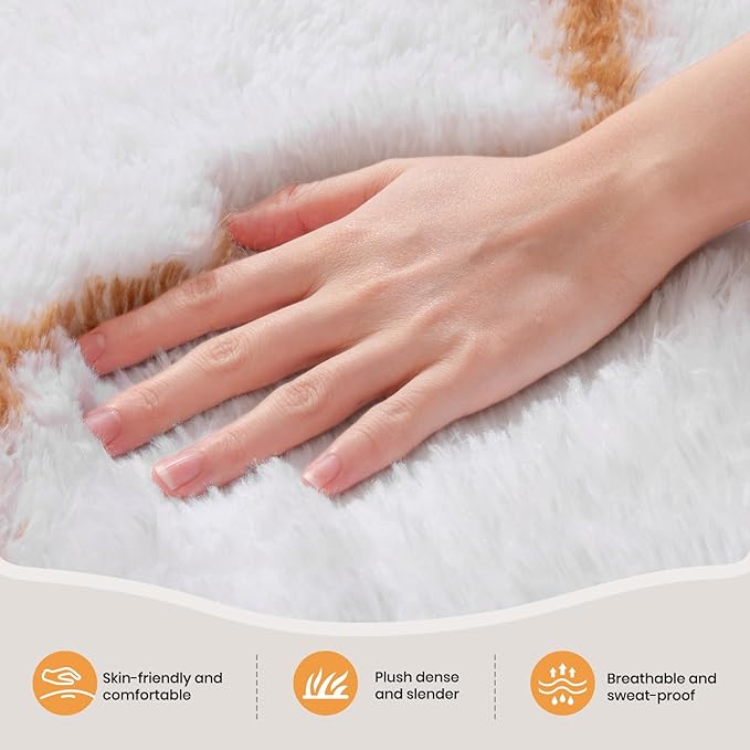 Zentavio Area Rugs for Living Room Large Rugs for Bedroom 5x8 Carpet Fluffy Fuzzy Soft Shag Aesthetic Plush High Pile Throw Rug for Nursery Kids Room Dorm Honeycomb Khaki