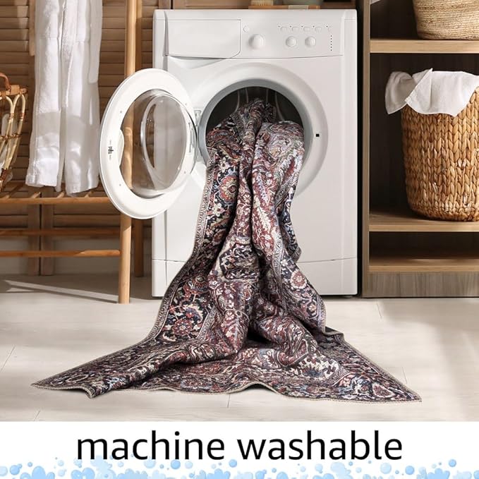 Keen Home Design 9x12 Rug - Machine Washable Area Rug with Non-Slip Backing, Ideal for Living Room, Dining Room, Bedroom - Vintage, Easy Clean, Durable, Low Pile - (9' x 12')