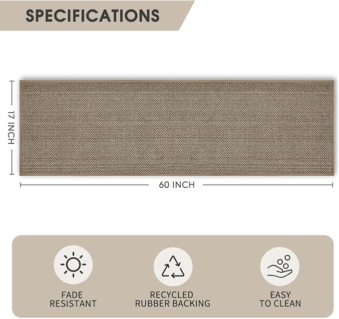 Artoid Mode Non Skid Washable Kitchen Rugs Mats Doormat, Rubber Backing Absorbent Rugs for Kitchen Door Mat Kitchen Mats Floor Mats Front of Sink 17x60 Inch