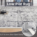 Deerly 5x8 Rugs for Bedroom Living Room - Machine Washable Rugs Large Non-Slip Family & Pet Friendly Area Rugs Carpet Oriental Neutral Print Floor Rug Border Grey/Navy