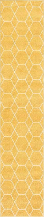 Unique Loom Trellis Frieze Collection Area Rug - Geometric (2' x 10' Runner, Yellow/ Ivory)
