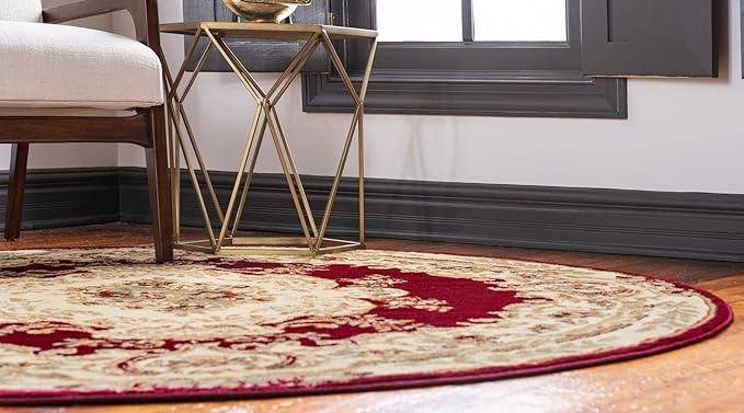Rugs.com Chateau Collection Rug - 4 Ft Round Red Medium Pile Rug
