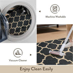 Lahome Moroccan Easy Jute Runner Rug, Black Washable Runner Rugs for Outdoor Porch Hallway, Geometric Trellis Woven Long Carpet for Doorway, Thin Non Slip Outdoor Decor, 2'6'' x 8'