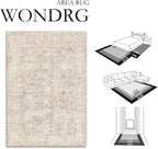 2x5 Beige Washable Runner Rug for Kitchen Hallway Neutral Soft Non Slip Rug Low Pile Vintage Distressed Carpet for Bathroom Bedroom Indoor Nursery