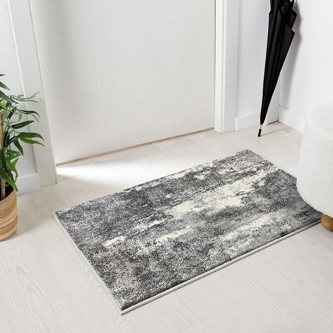 LUXE WEAVERS Euston Collection 7681 Dark Grey 2x3 Modern Abstract Area Rug