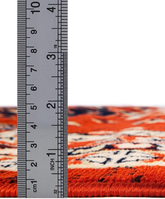 Unique Loom Taftan Collection Border Geometric Tribal Inspired Design Area Rug (8' 0 x 8' 0 Square, Terracotta/ Ivory)