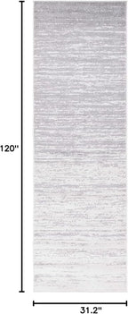 SAFAVIEH Adirondack Collection Runner Rug - 2'6" x 10', Ivory & Silver, Modern Ombre Design, Non Shedding & Easy to Clean, Ideal for Hallway, Foyer, Kitchen, Entryway, Bedroom (ADR113B)