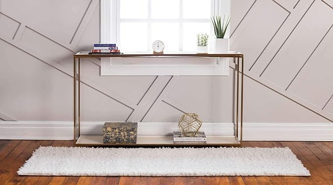 Unique Loom Davos Shag Collection Area Rug - Solid (2' 7" x 10' Runner, White/ Ivory)
