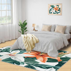 Lily Flowers Rugs for Bedroom - 5x7 Area Rug - Abstract 3D Flowers Rugs for Living Room, Tropical Plants Rug, Washable Home Decor Carpet