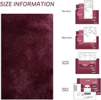 duduta Burgundy Plush Rugs for Bedroom 3x5 ft, Fluffy Shag Rug for Dorm Nursery Bedside, Machine Washable Non Slip
