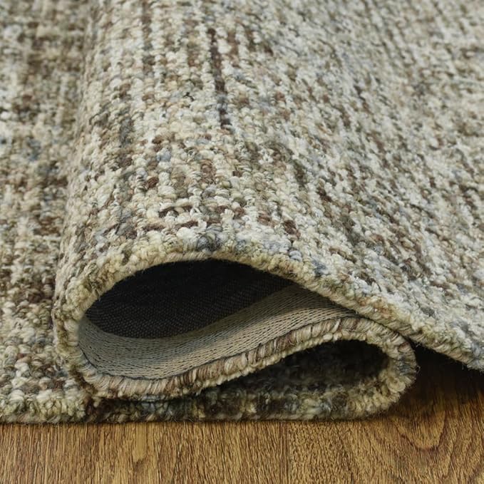 Hand Tufted Wool ECO-Friendly Area Rugs - 4'x6', Rectangle Shape, Dark Brown & Beige, Solid Plain Design, High Pile Handmade Area Rugs for Living Room, Bed Room (KWC111)