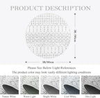 Lahome Moroccan Round Area Rug - 3Ft Round Rug Non-Slip Washable Soft Round Bathroom White Throw Small Circle Rug for Bedroom, Modern Geometric Print Low-Pile Round Rugs for Entryway Kitchen Sofa